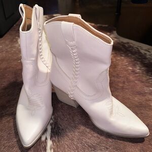 White Western Ankle Boots